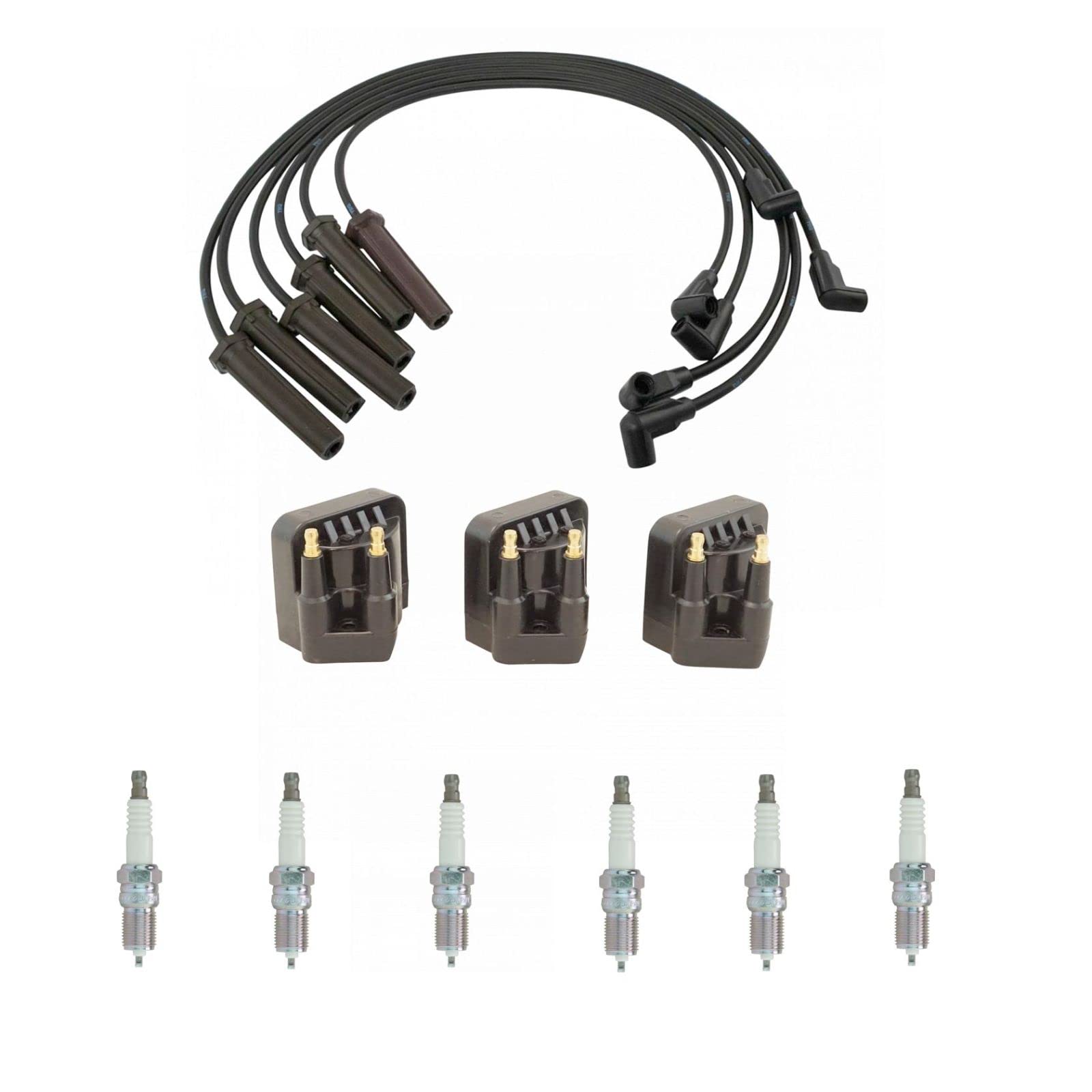 High-Performance Engine Ignition Coil Spark Plug & Wire Kit Set for Buick Chevy Pontiac - Perfect for Engine Tune-Ups, Performance Upgrades & DIY Auto Repairs