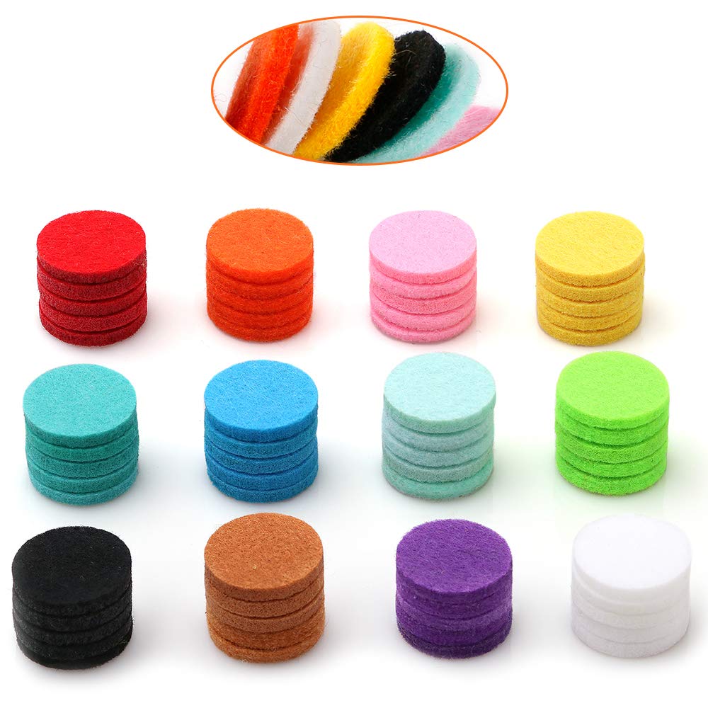 60 PCS Essential Oil Refill Pads - 0.67 Inch Aromatherapy Felt Pads for Diffuser Necklace, Bracelet & Car Vent Clip - Multi-Colored Replacement Pads for Relaxation, Stress Relief & Home Fragrance