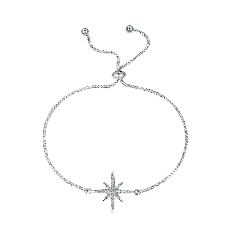 Elegant Silver Star Bracelet with Sparkling Crystals for Bridesmaids - Perfect for Weddings, Prom, Parties & Special Occasions