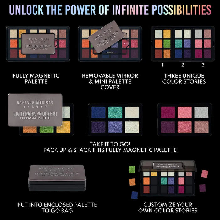 Danessa Myricks Lightwork VI Freedom Palette - Magnetic, Customizable, Stackable Full Face Makeup Palette for Professional & Everyday Glam