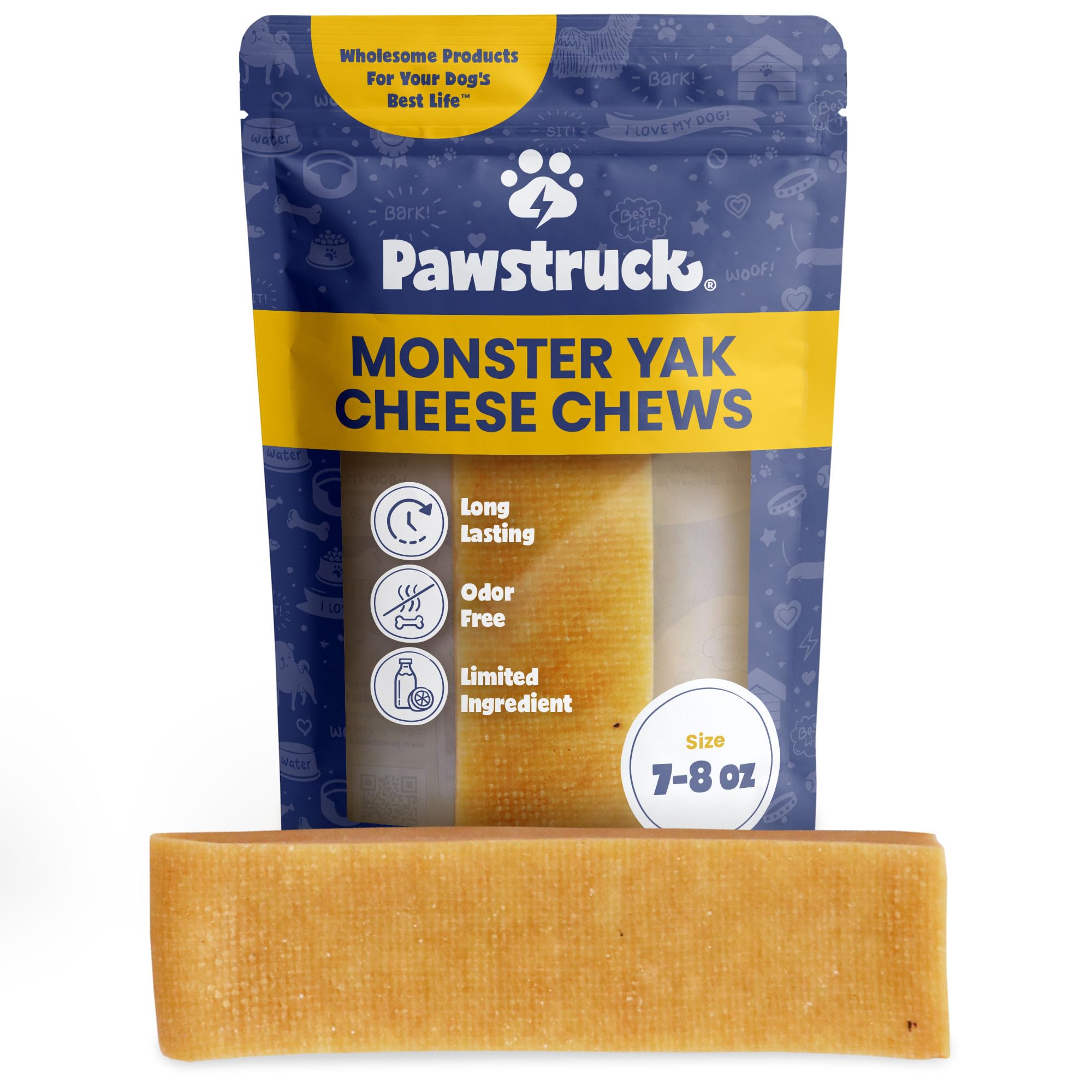 Pawstruck XL Monster Himalayan Yak Cheese Dog Chews - Premium Long-Lasting Natural Treat for Aggressive Chewers - High Protein Odor-Free Limited Ingredient Dog Chew - 1 Pack (Packaging May Vary) - Perfect for Large Breed Dogs & Powerful Chewers - Great for Training, Teething & Dental Health
