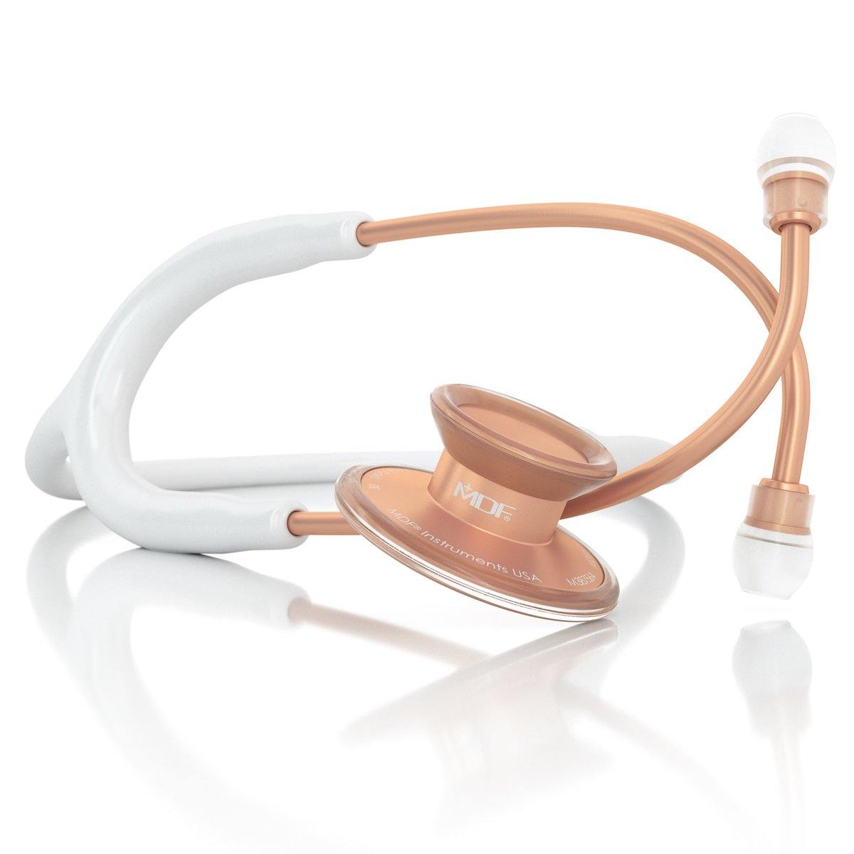 Acoustica® Professional Stethoscope - White & Matte Rose Gold Finish | Ideal for Medical Students, Nurses, and Healthcare Professionals