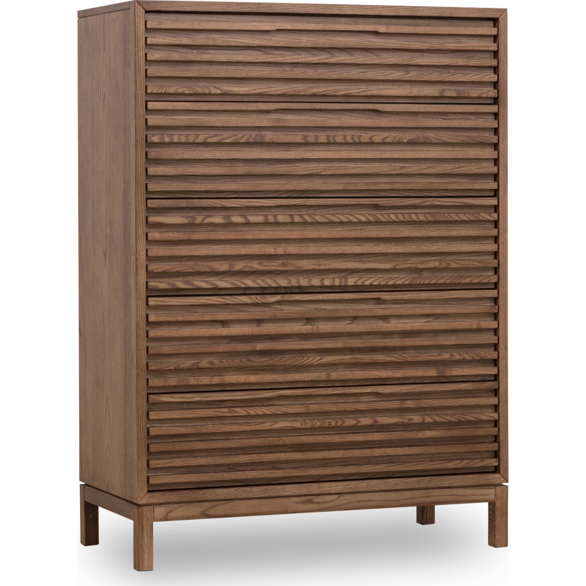 Tanner Five Drawer Ash Wood Chest in Roux - Stylish Wooden Dresser for Bedroom & Living Room Storage | Perfect for Organizing Clothes, Blankets, and Home Decor