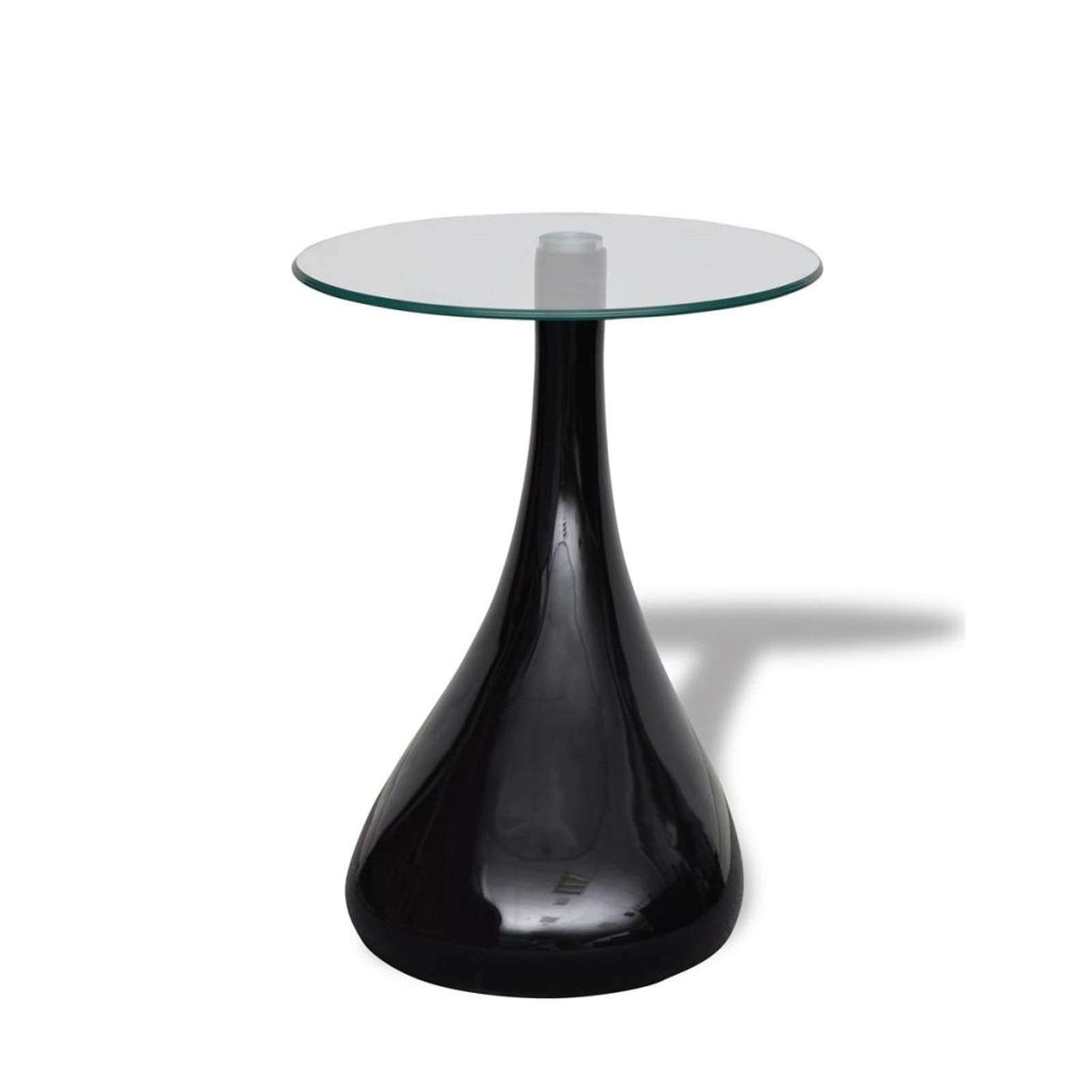 2-Piece Mogou Coffee Table Set with Round Glass Tops - High Gloss Black Finish - Modern Living Room & Office Furniture - Perfect for Home Decor, Entertaining Guests, and Small Space Solutions