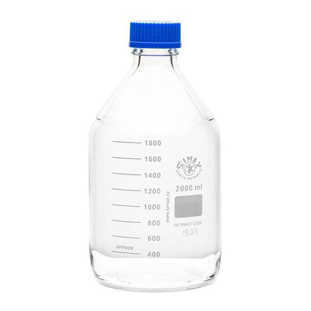 United Scientific BM2000 Borosilicate Glass Media Storage Bottle, 2000ml (4-Pack) - Ideal for Laboratory, Chemical Storage & Home Brewing Applications