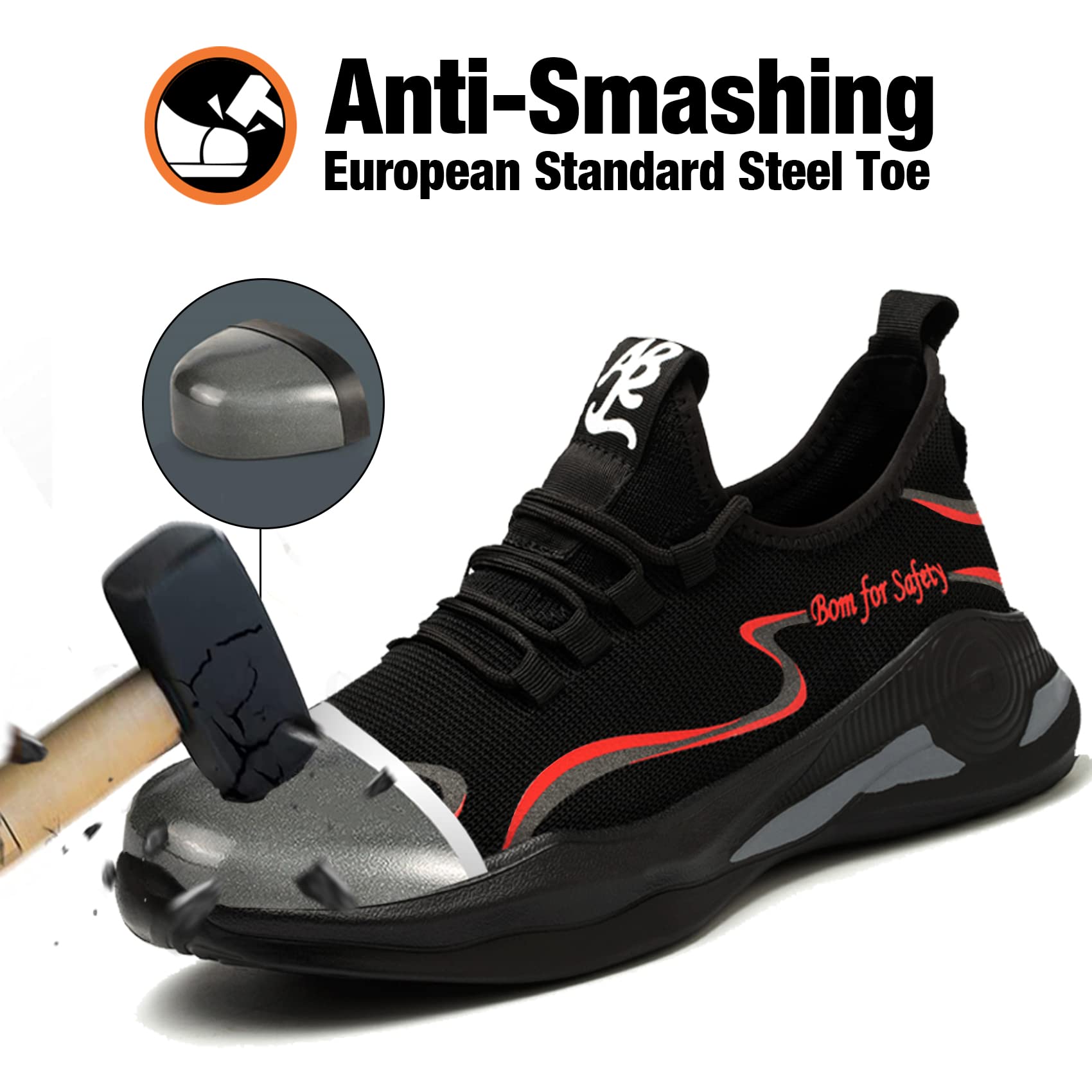 **Kezhiho Men's Steel Toe Work Shoes - Lightweight, Slip-Resistant & Puncture-Proof Safety Sneakers for Construction & Industrial Use | Breathable & Durable for All-Day Comfort**    *(Perfect for Construction Workers, Warehouse Labor, and Heavy-Duty Industrial Jobs)*