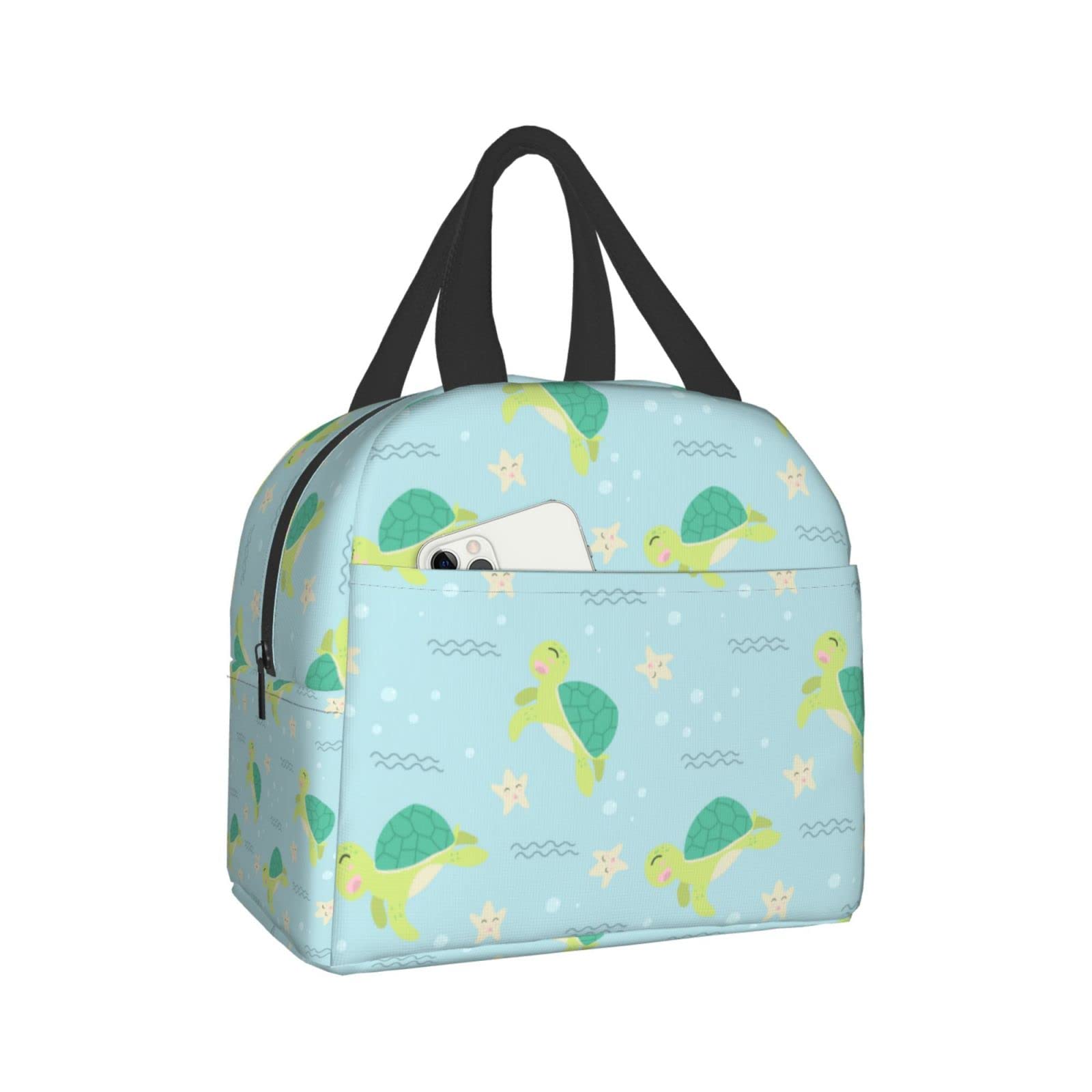 Insulated Lunch Box with Cute Turtle & Starfish Design - Reusable, Leak-Proof Meal Bag for Work, School, Travel & Picnic | Portable Food Container for Men & Women | BPA-Free & Easy to Clean