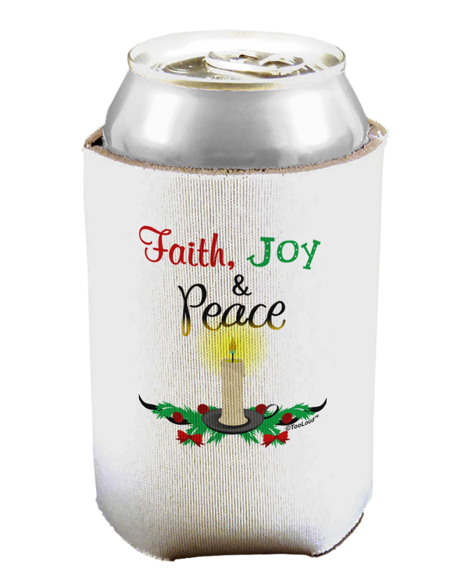 TOOLOUD Christmas Candle with Text - 2 Pack Insulated Can/Bottle Cooler for Holiday Parties, Home Decor & Gifts