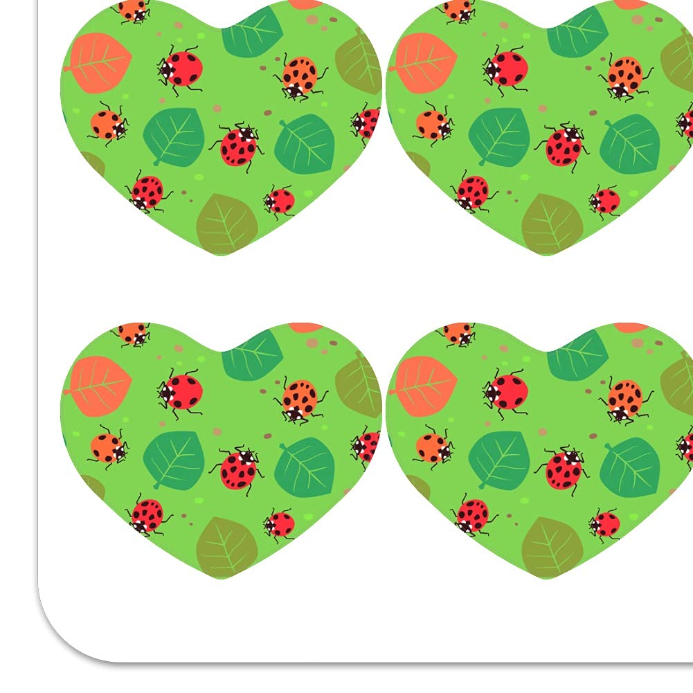 Heart-Shaped Ladybug & Leaves Pattern Planner Stickers - Scrapbook, Calendar & Craft Decoration for DIY Projects, Bullet Journals & Gift Wrapping