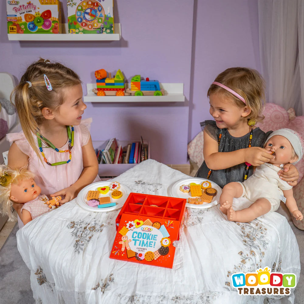 Premium Wooden Toy Biscuit Box - Eco-Friendly Wooden Cookie Storage for Kids | Perfect for Playtime, Snack Storage & Pretend Baking Fun