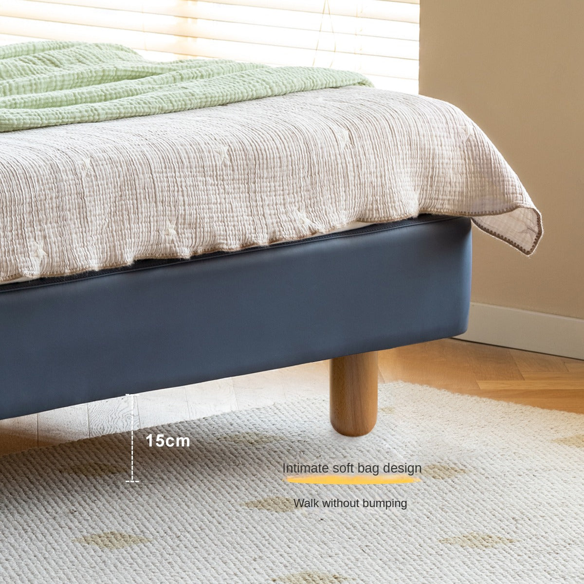 Organic Leather Soft Kids Bed - Durable & Comfortable Toddler Bed for Boys & Girls - Perfect for Nursery, Bedroom & Playroom