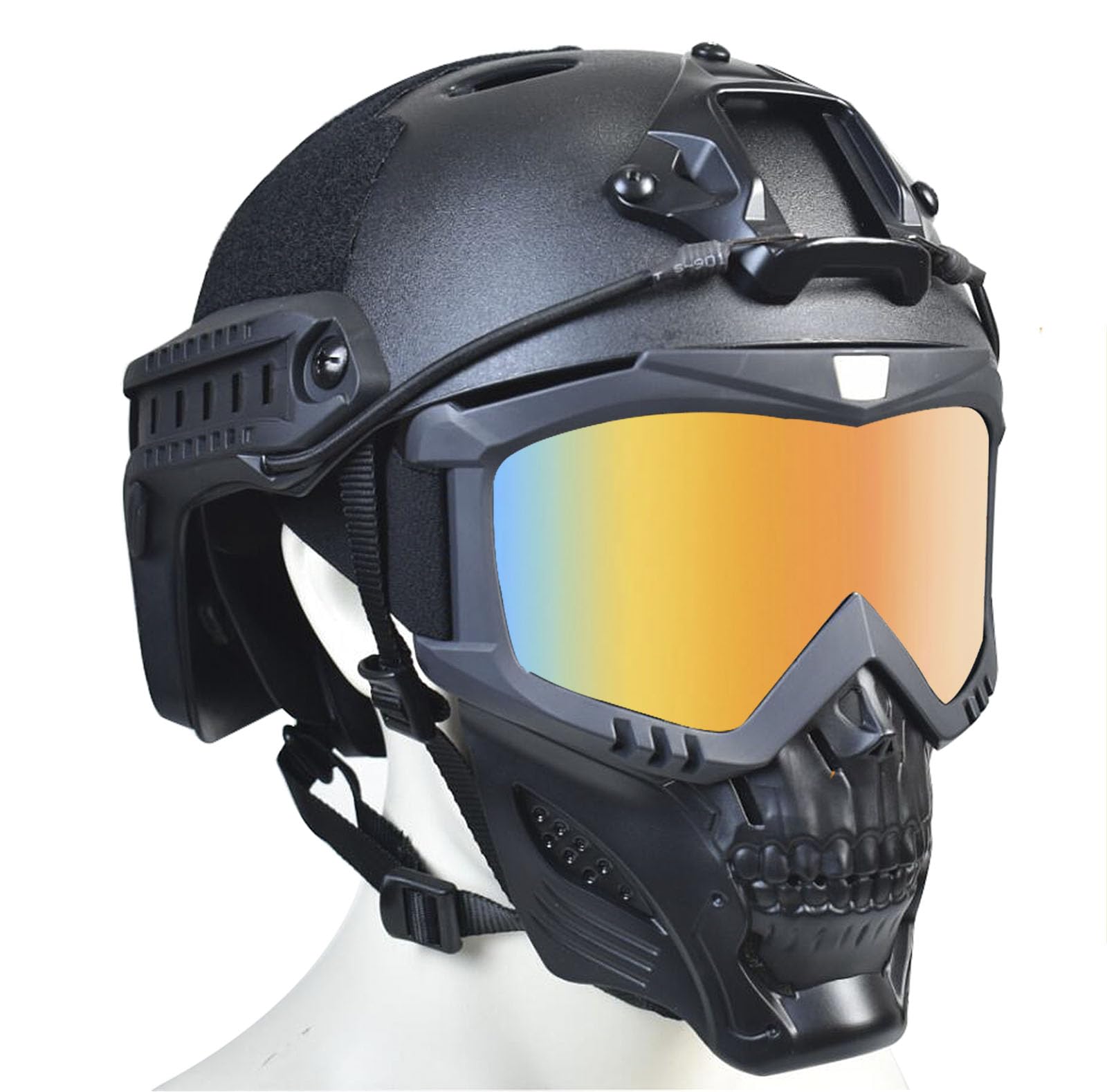 Tactical Airsoft Full Face Mask with Detachable Anti-Fog Goggles & Adjustable Fast Helmet - Protective Gear for Adults & Teens | Outdoor Combat, Paintball, Airsoft Games