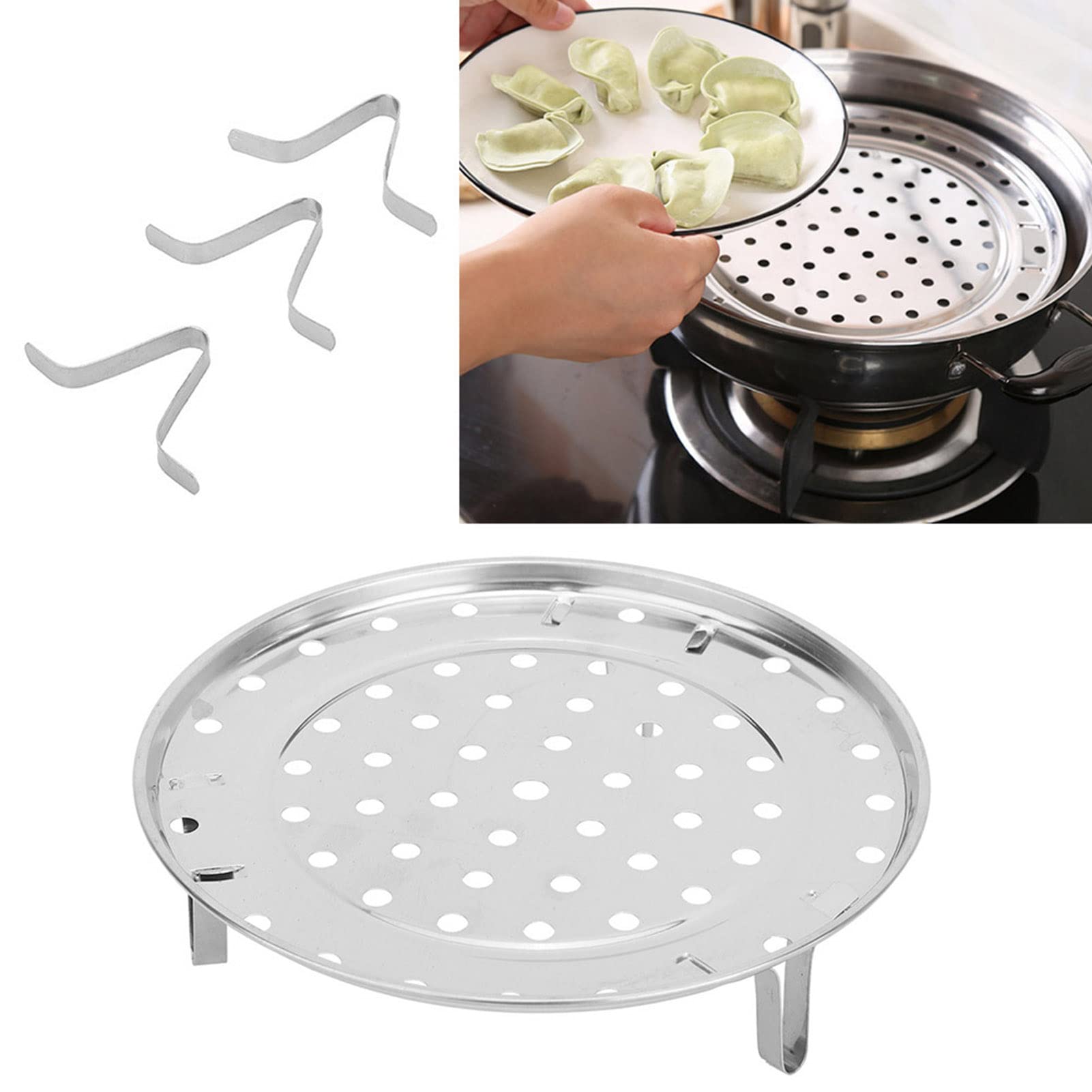 Premium Stainless Steel Steamer Rack - 24cm Round Cooking Rack with Detachable Legs for Pots, Canning, and Food Preparation | Perfect for Steaming Vegetables, Seafood, and Home Canning