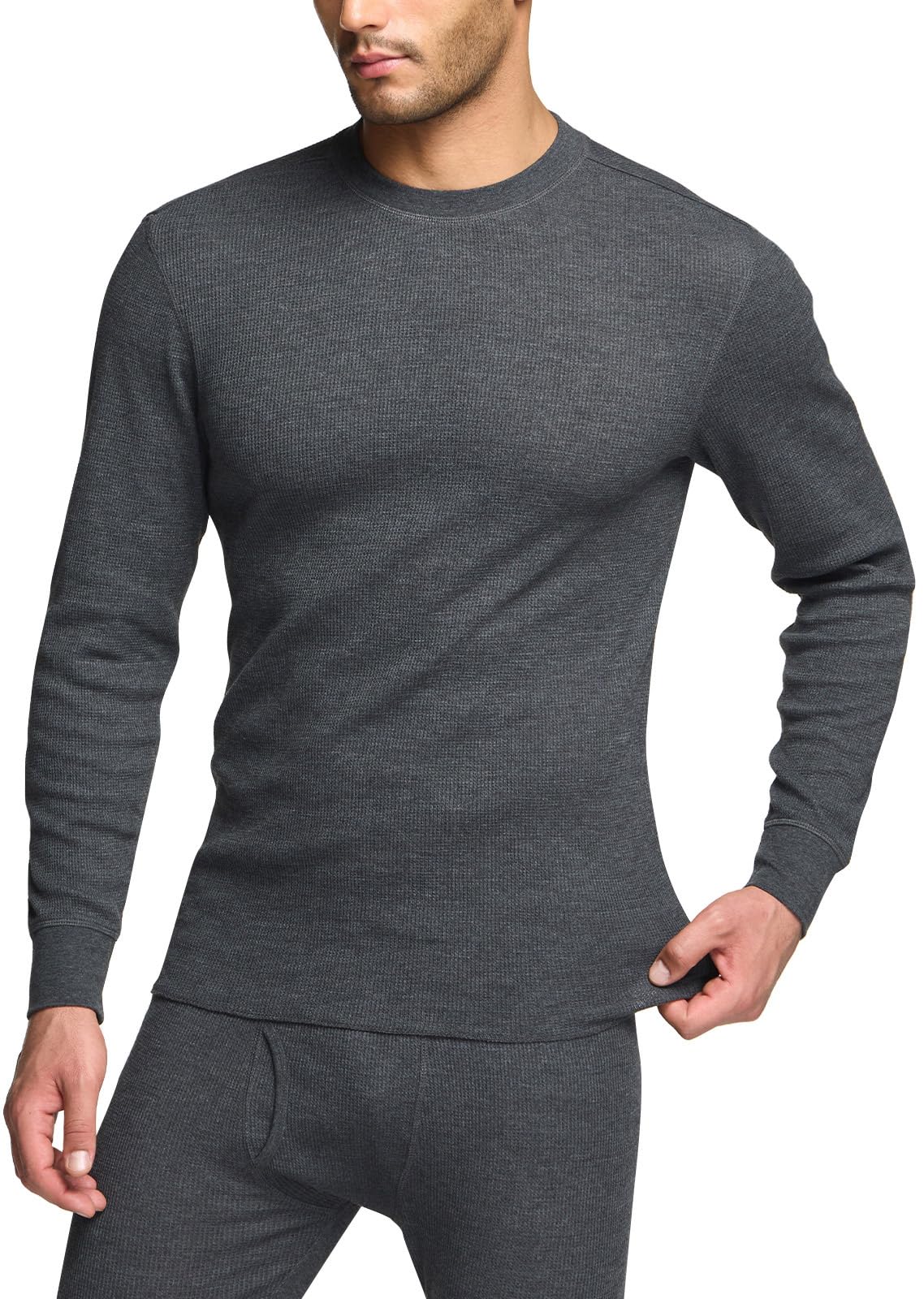 CQR Men's Thermal Underwear Long Sleeve Shirt - Midweight Waffle Knit Base Layer for Winter & Cold Weather - Perfect for Skiing, Hiking, and Outdoor Activities
