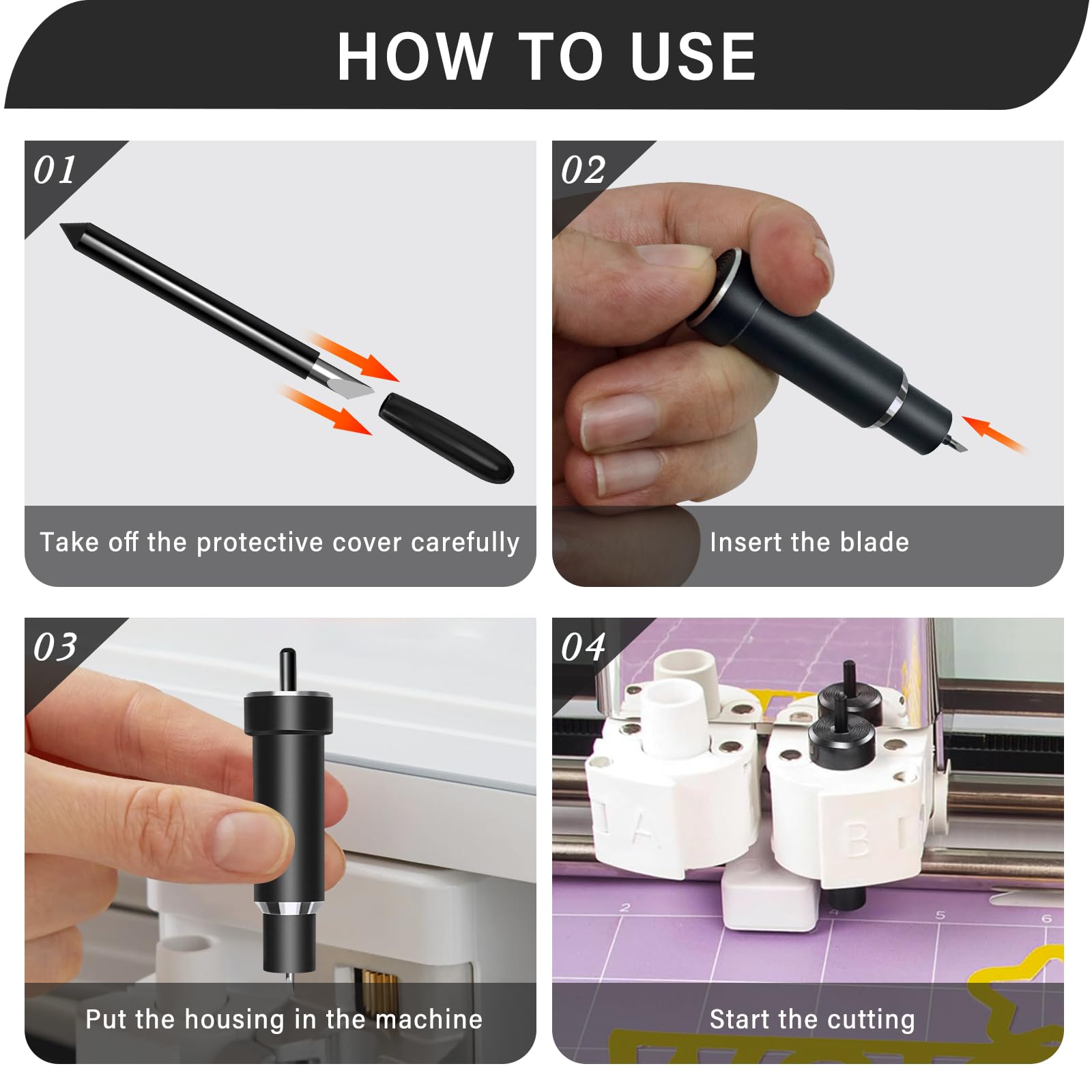 Precision Deep Cut Blades (4pcs) for Cricut Maker 3/Maker/Explore 3/Air 2/Air/One - 1.4mm Replacement Blades & Housing for Thick Materials - Perfect for Vinyl, Cardstock, Leather & DIY Craft Projects