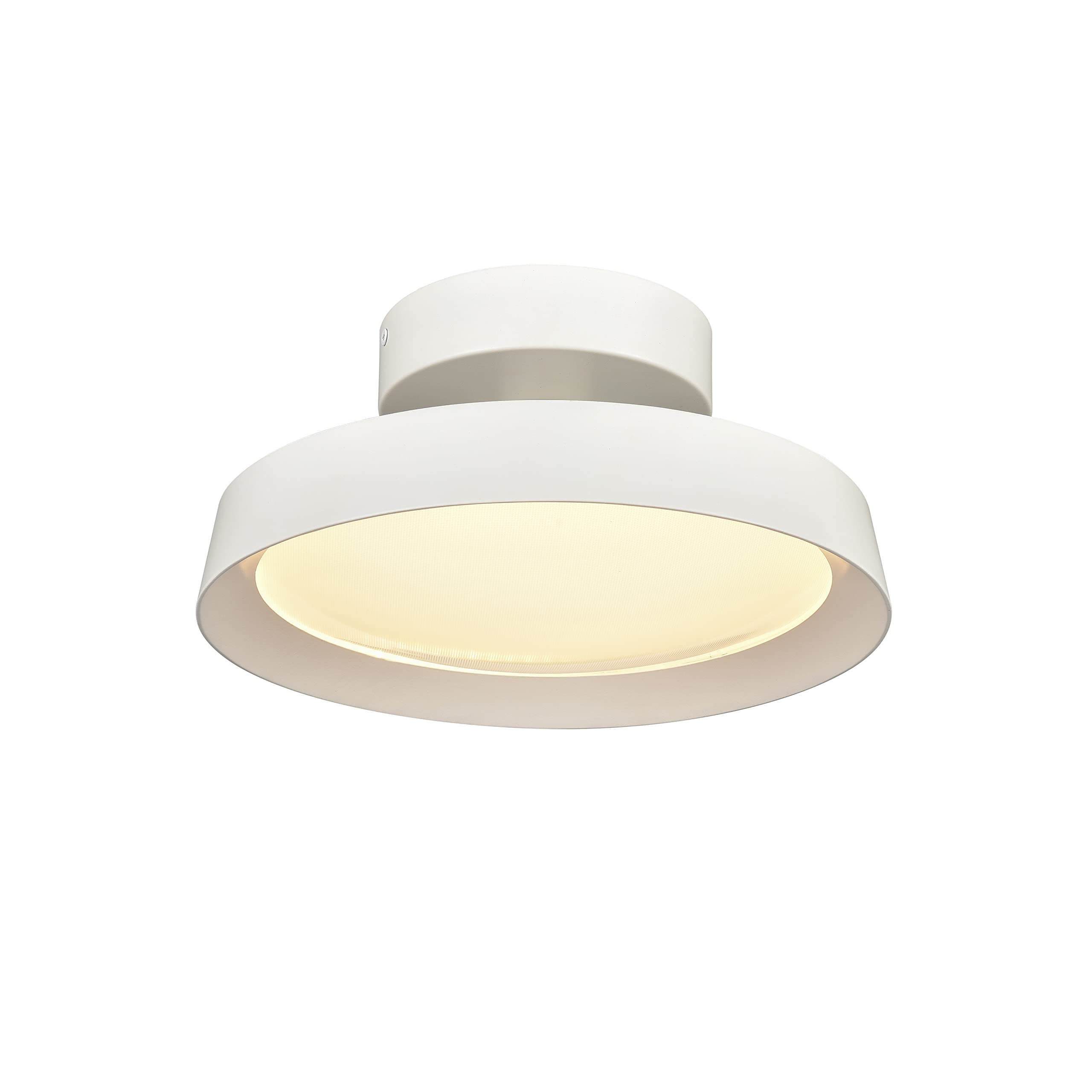 Elk Home Nancy 1-Light Semi Flush Mount Ceiling Light - Matte White Finish with Metal Shade & White Glass Diffuser, Modern Contemporary Lighting for Bedroom, Living Room, Hallway, and Dining Room