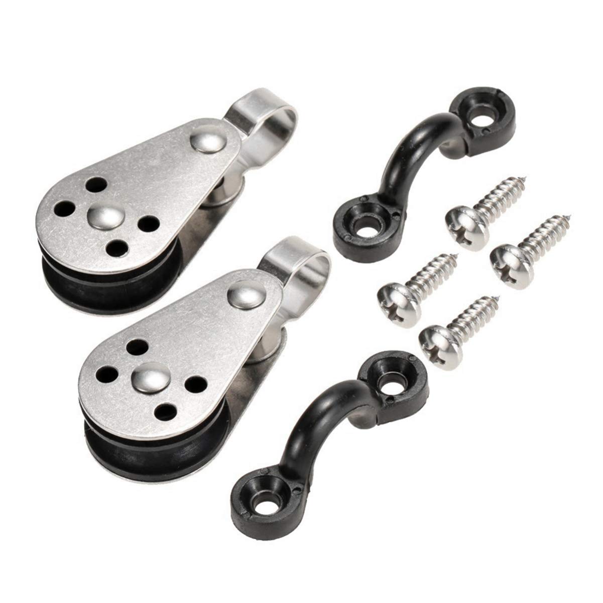 BESPORTBLE Kayak Anchor Trolley Kit with Bungee Deck Loops, C-Type Buckle & Durable Screw Tie Down Pad Eye - Complete Boat & Kayak Deck Rigging System for Fishing, Camping & Water Sports