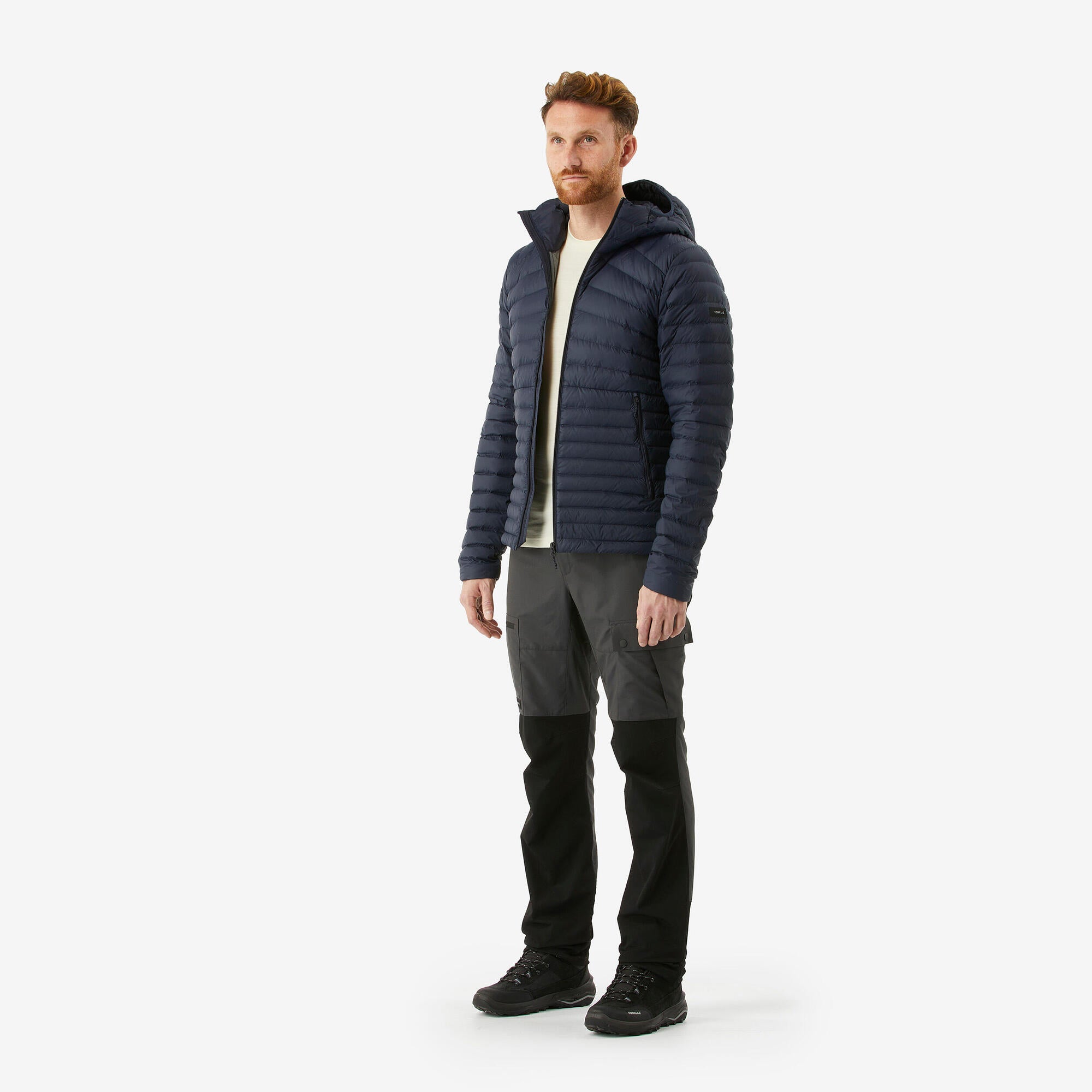 Forclaz Men's MT100 Hooded Down Puffer Jacket - Lightweight Winter Coat, Waterproof & Windproof, Warm Insulated Outdoor Jacket for Hiking, Skiing & Cold Weather Activities
