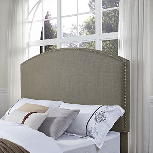 Ergode Cassie Bedset - Timeless Style with Curved Headboard in Shadow Gray & Antique Brass/Nickel Trim | Sturdy Frame & Easy Assembly | Perfect for Master Bedroom, Guest Room & Modern Home Decor