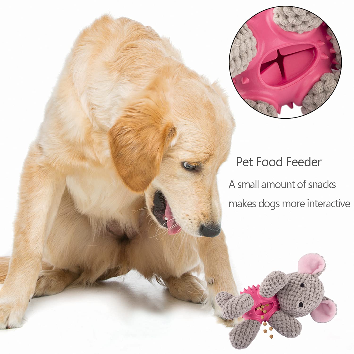 GOOLA Squeaky Dog Toys - Interactive Durable Plush Chew Toys with Squeaker & Crinkle Paper for Puppies & Dogs (Small, Medium, Large) | Natural Rubber Puzzle Food Dispenser Toy | Perfect for Playtime, Training & Teething Relief