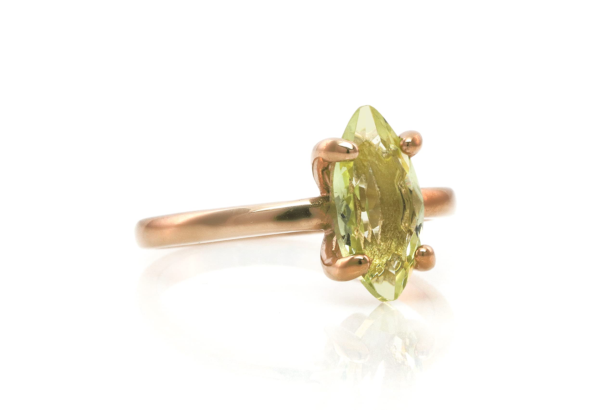 Lemon Quartz Anemone Ring - 14K Gold Custom Engagement Ring, Promise Ring, Fashion Jewelry - Handmade Elegant Ring with Gift Box for Anniversary, Wedding, Valentine's Day Gift