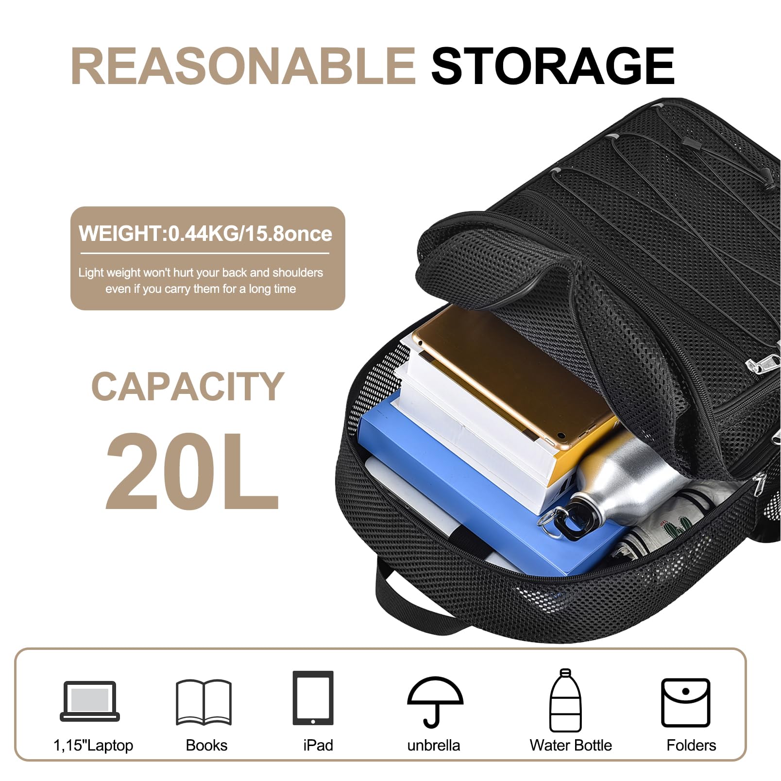 Durable Mesh Backpack for Adults & Kids - Adjustable Straps, Transparent Design for School, Gym, Swimming & Sports - Perfect for Carrying Books, Gear & Portable Oxygen Concentrators