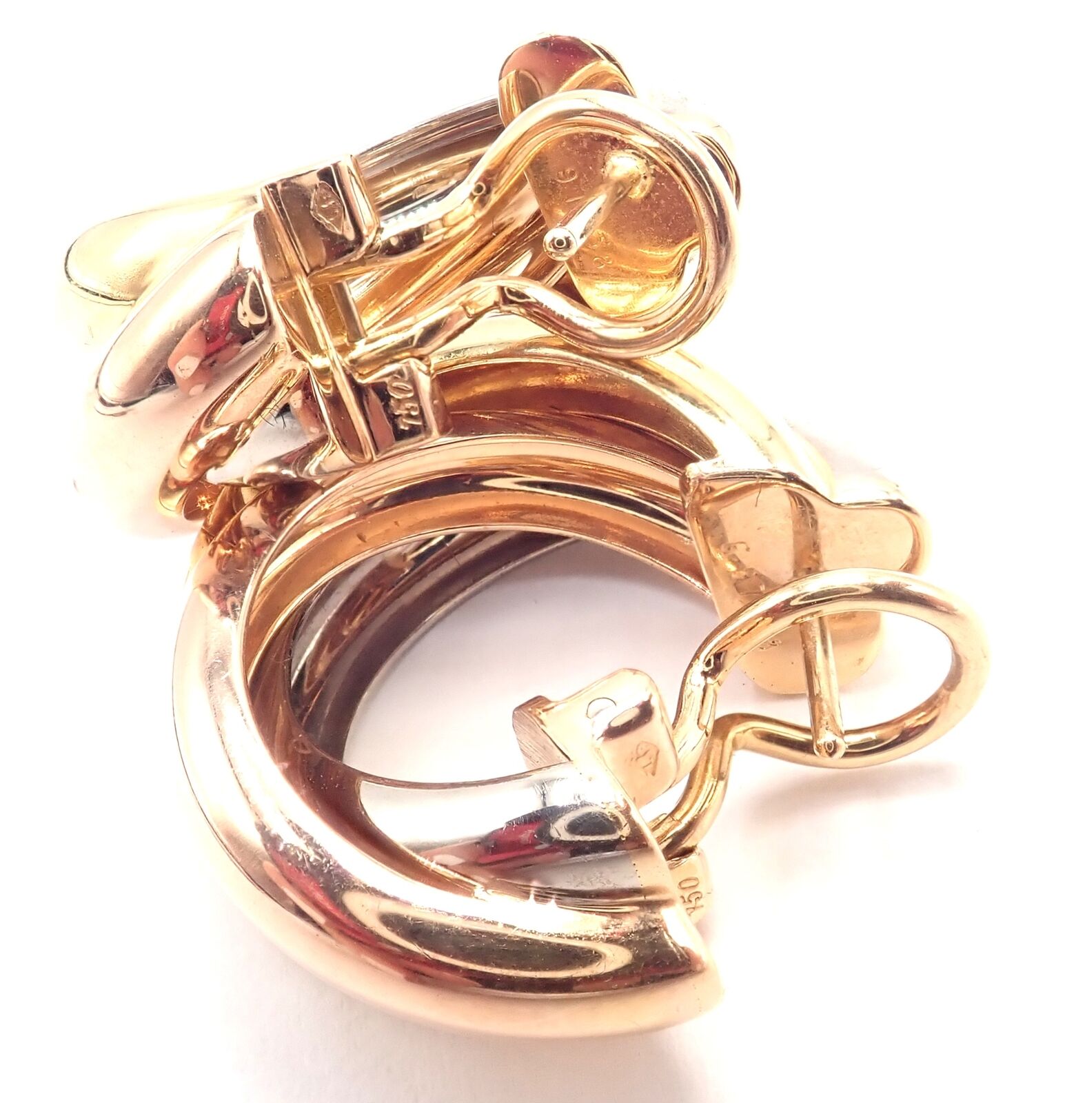 Authentic Cartier 18k Tri-Color Gold Medium Trinity Hoop Earrings for Women - Luxury Jewelry Gift for Anniversary, Wedding & Special Occasions