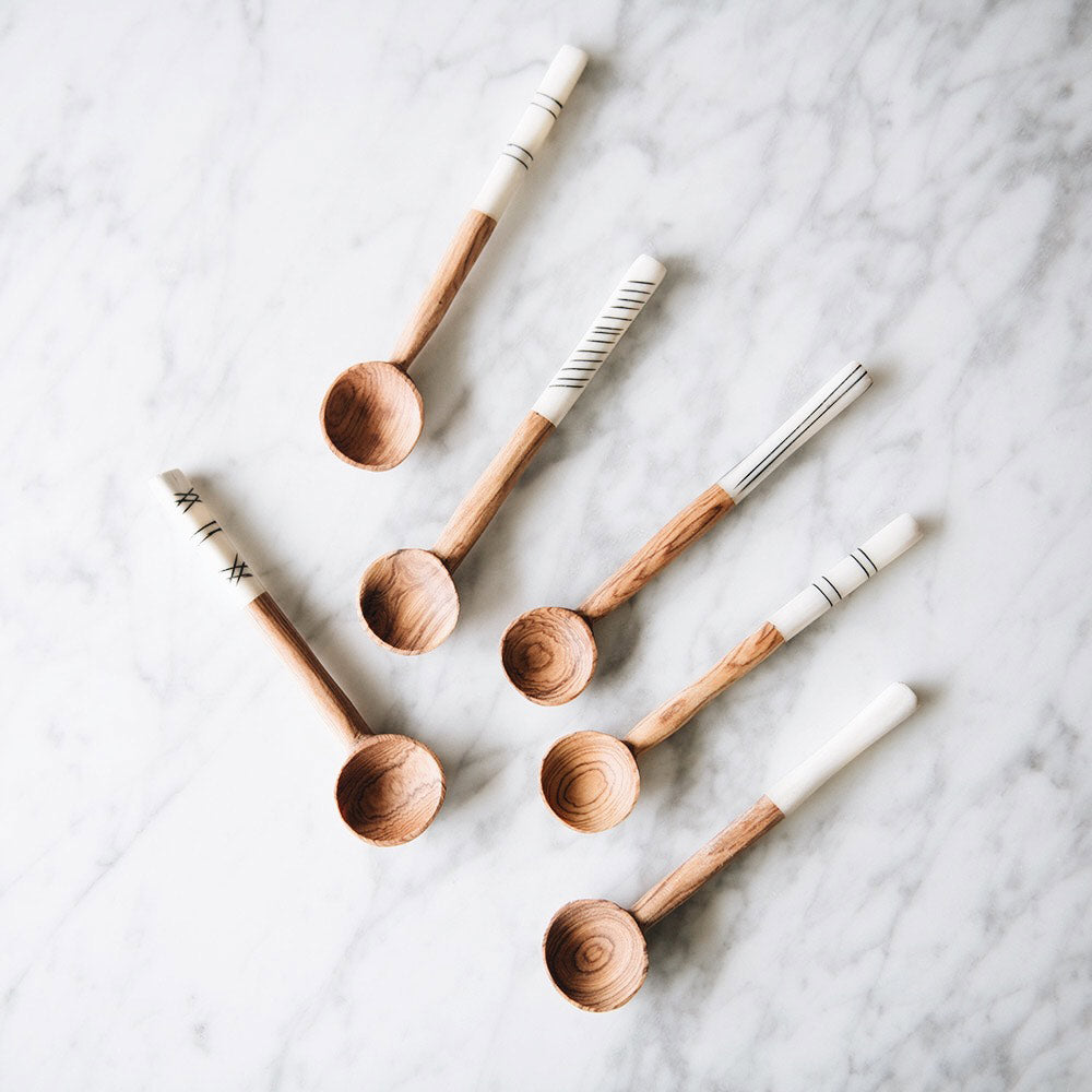 Handcrafted Wild Olive Wood Sugar Spoon Set - Natural, Eco-Friendly Kitchen Utensils for Coffee, Tea & Desserts - Perfect for Home, Café & Gifting