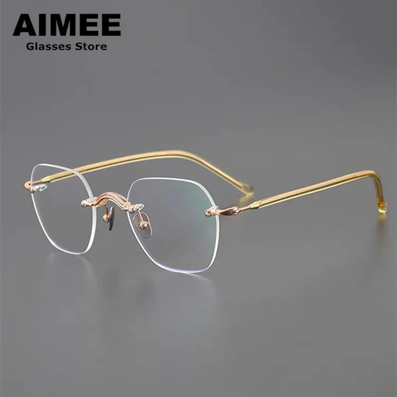 Aimee Women's Rimless Flat Top Square Titanium Eyeglasses Frame 7122 - Lightweight & Durable for Office, Reading & Everyday Wear