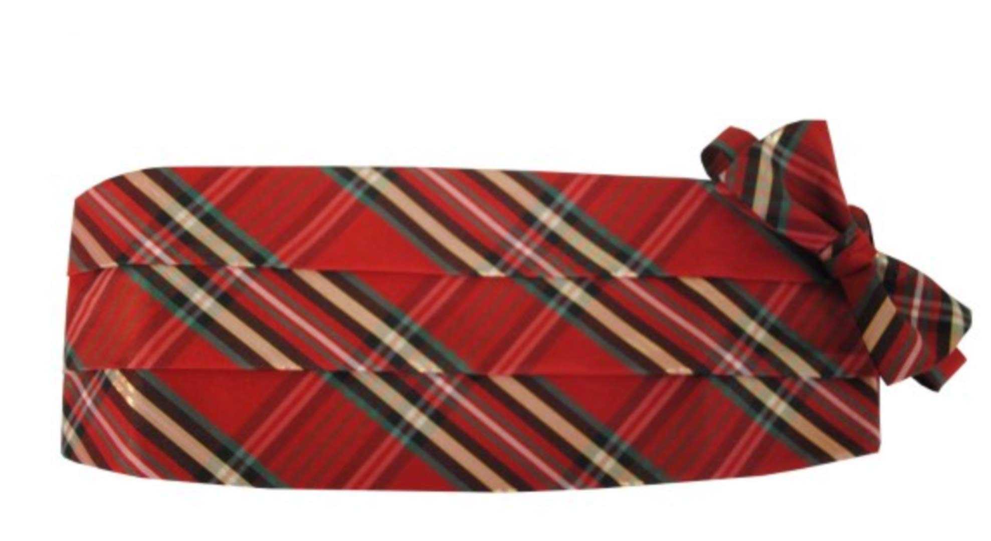 Elegant Red Plaid Tuxedo Cummerbund & Bow Tie Set for Men - Perfect for Weddings, Prom & Formal Events