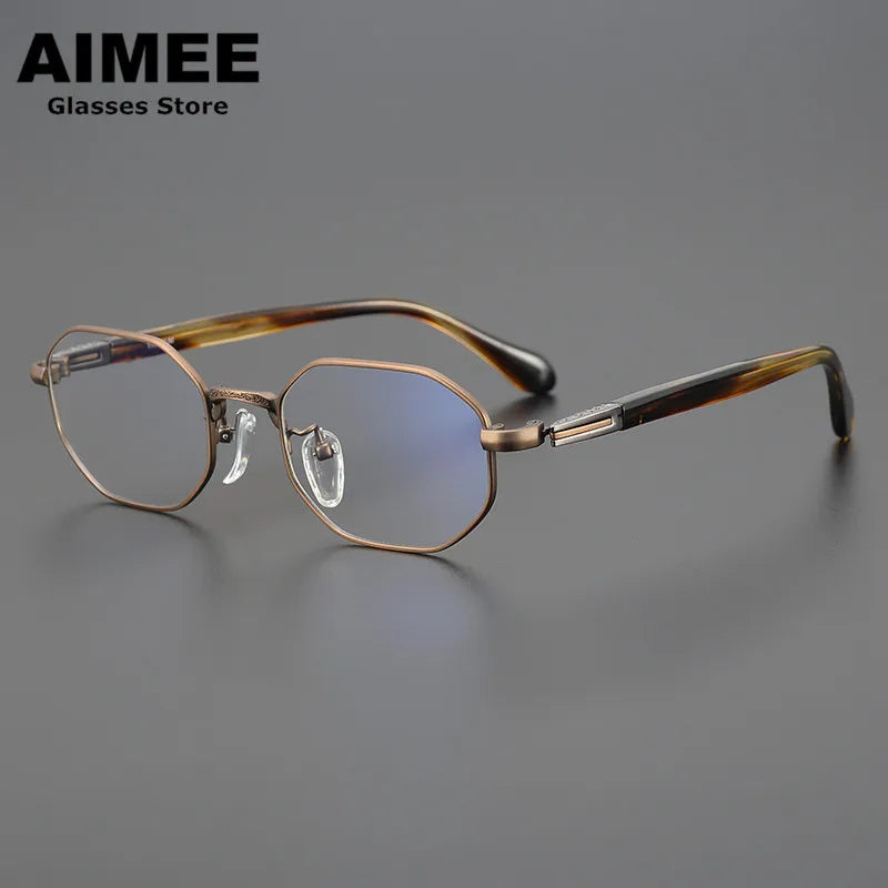 Stylish Aimee Unisex Full Rim Flat Top Polygon Titanium Eyeglasses Frame 11092 | Lightweight & Durable | Perfect for Work, Reading & Fashion Accessories