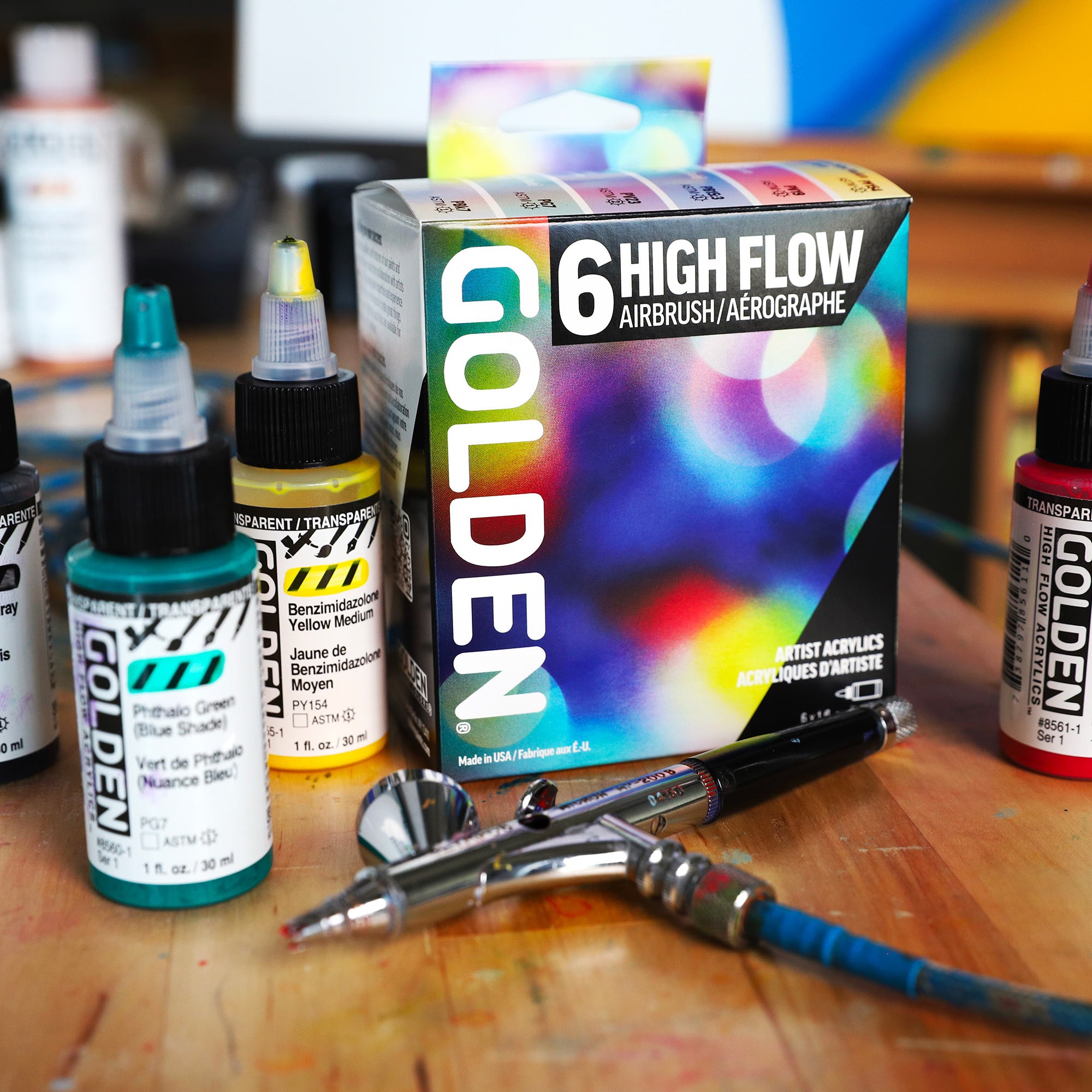 Professional High Flow Acrylic Airbrush Kit - 6 Piece Set with Nozzle & Hose for Art, Crafts, Model Painting & DIY Projects