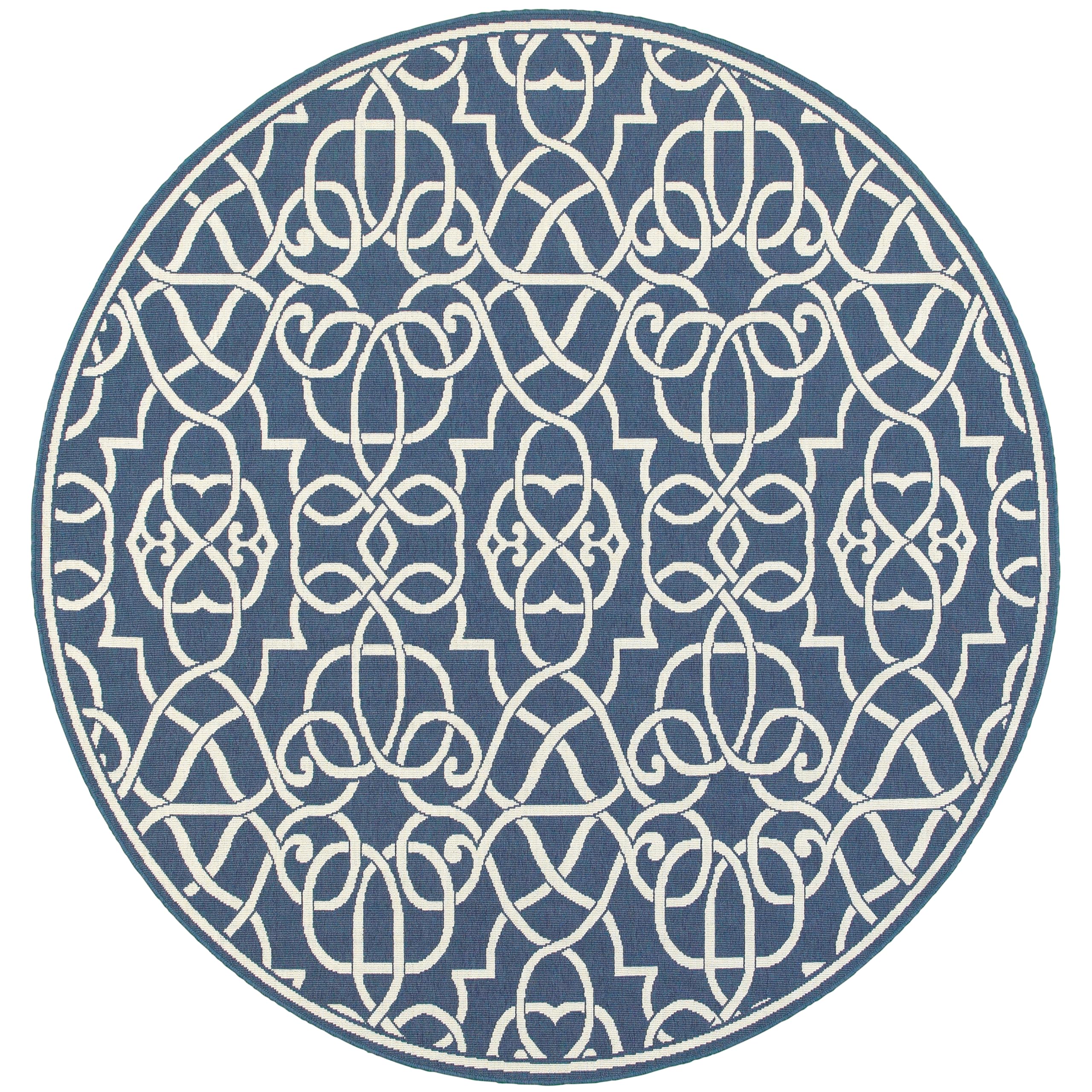 8' Navy & Ivory Meridian Area Rug - Soft & Durable Living Room, Bedroom, Dining Room Decor