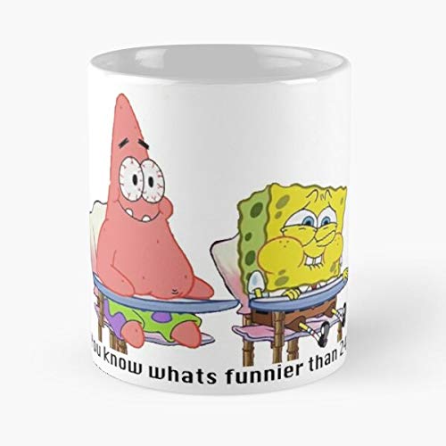 Spongebob Squarepants Meme Mug - 11.15 Oz Funny 'You Know What's Funnier Than 24' Quote Coffee Cup - Perfect for Office Humor, Gifts & Pop Culture Fans