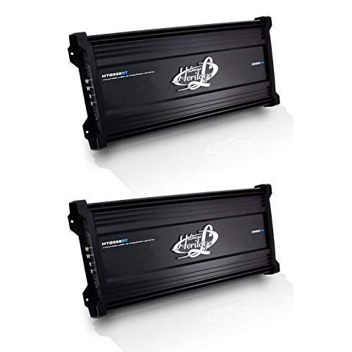 Lanzar HTG558BT 3000W 5-Channel Car Amplifier with Bluetooth, Bridgeable MOSFET Power, Chrome RCA Inputs – Perfect for Car Audio Upgrades & Bass Boosting (2-Pack)