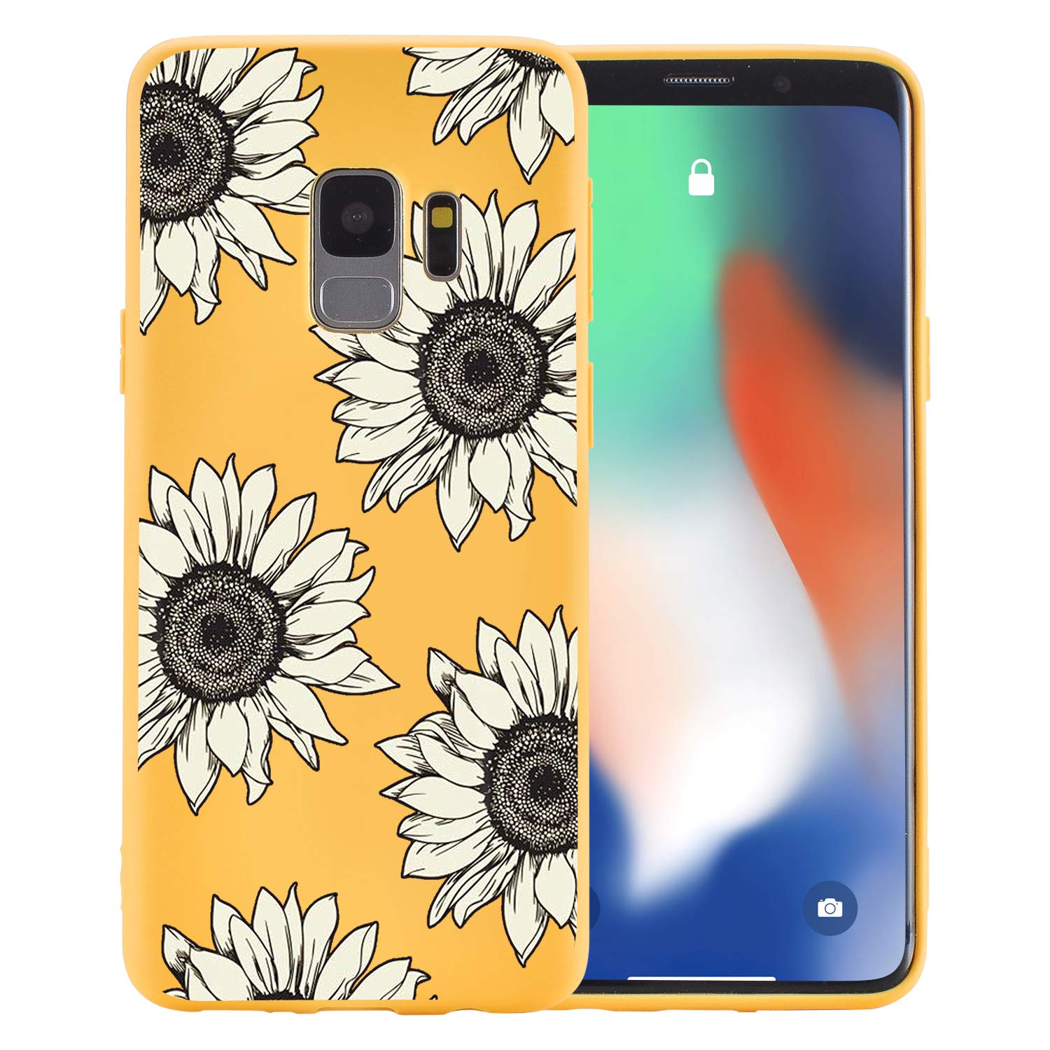 JOYLAND Sunflower Phone Case for Samsung Galaxy S9 Plus - Yellow Floral Matte Cover Slim Fit Flexible Protective Shell | Perfect for Everyday Use, Outdoor Activities & Gift Giving