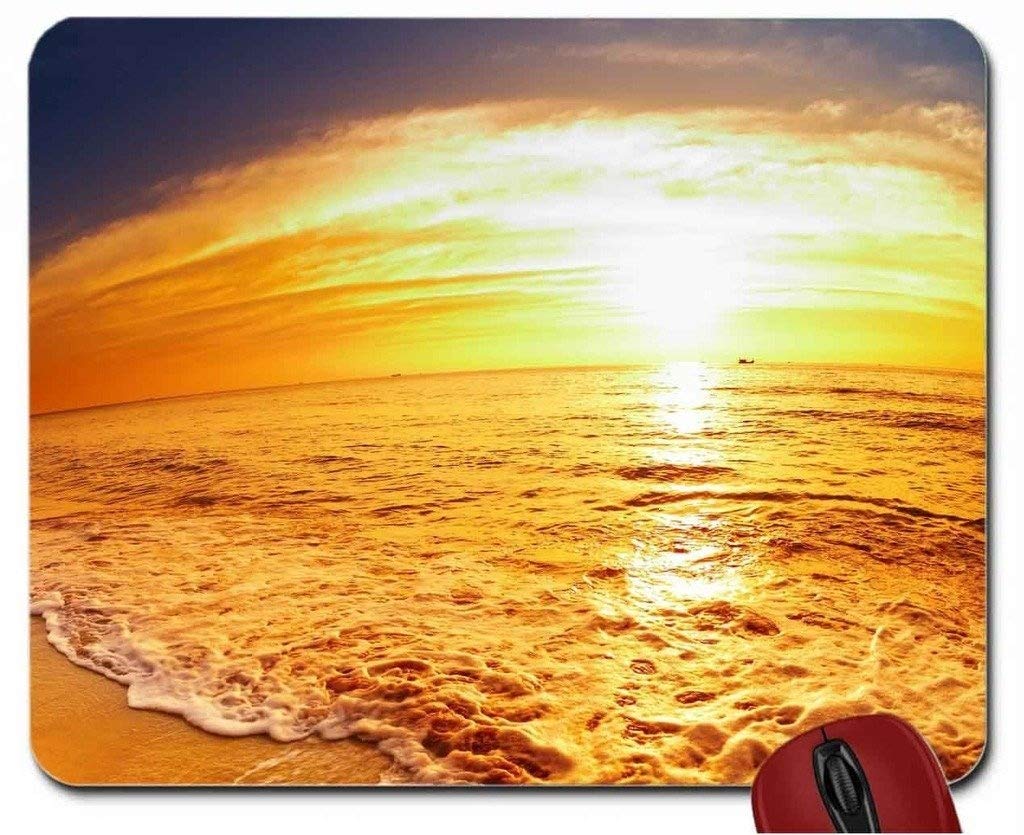 Marvelous Beach Sunset Fish Eye Mouse Pad - Non-Slip Computer Mousepad for Gaming & Office Work