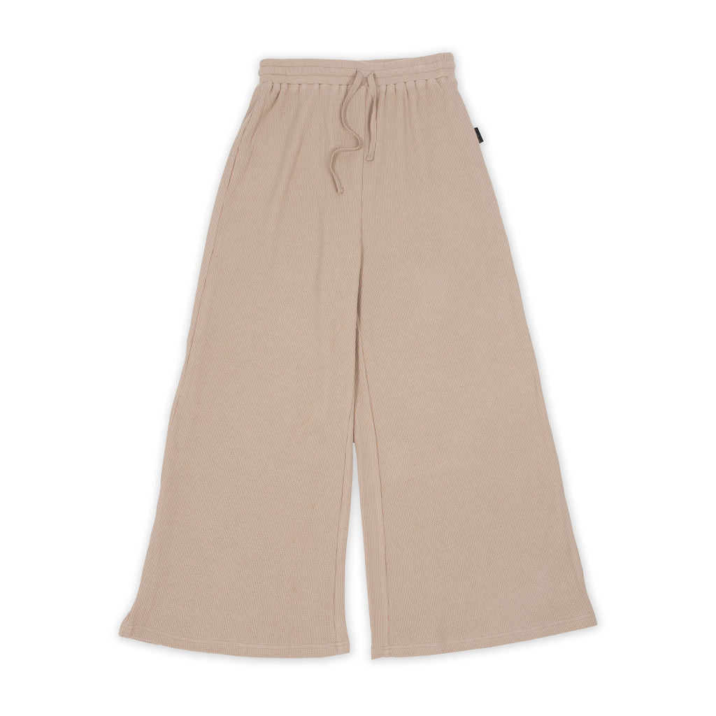 Kapow Biscuit Waffle Wide Leg Culottes for Women - Comfortable High Waisted Palazzo Pants for Casual Outfits & Summer Wear