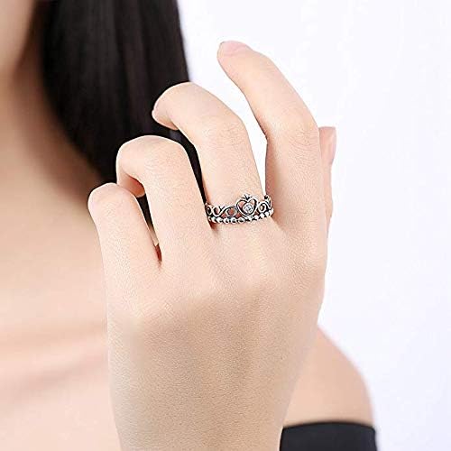 Tripmark Fashion 925 Sterling Silver Crown Princess Diamond Ring for Women - Elegant Love Ring Size 7 | Perfect for Engagement, Anniversary Gifts & Special Occasions