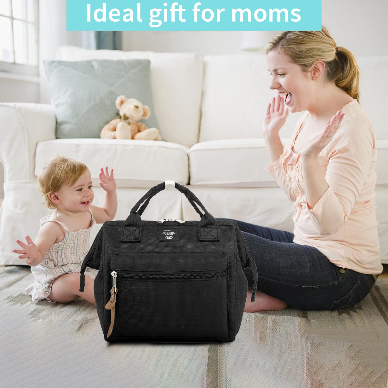 Compact Diaper Bag Backpack for Moms - Lightweight Waterproof Baby Changing Tote with Insulated Bottle Pocket & Crossbody Strap | Perfect for Travel, Daycare & On-the-Go Parenting