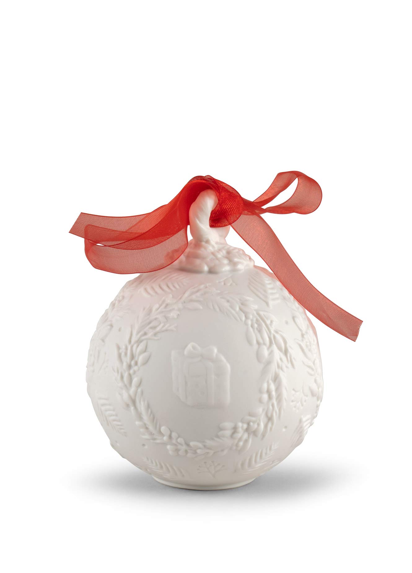 LLADRÓ 2021 Red Porcelain Christmas Ornament Ball - Handcrafted Holiday Decoration for Tree, Mantel & Festive Home Decor