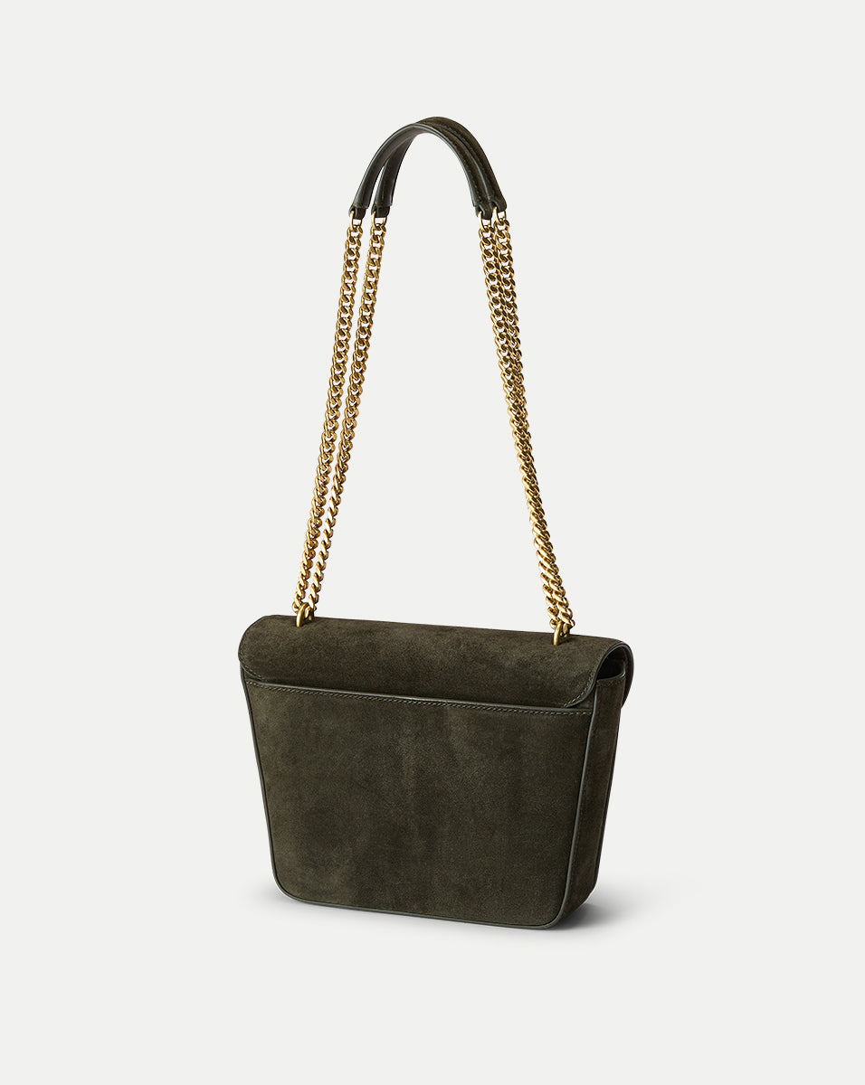 Double Link Suede Flap Bag - Women's Crossbody Purse with Adjustable Strap, Fashionable Shoulder Bag for Daily Use, Work, and Evening Out