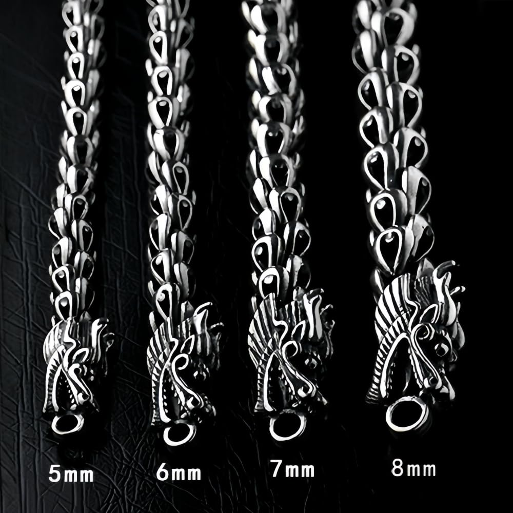 Vintage 925 Sterling Silver Chinese Dragon Bracelet - Handmade Double Dragon Head Bangle for Men (5-8mm) | Perfect for Gifts, Special Occasions & Asian Culture Enthusiasts