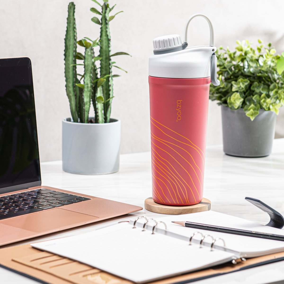 26oz Stainless Steel Double Wall Insulated Tumbler with Lid - Leakproof & Sweatproof, Organica Red - Perfect for Coffee, Tea, Cold Drinks at Home, Office or Travel