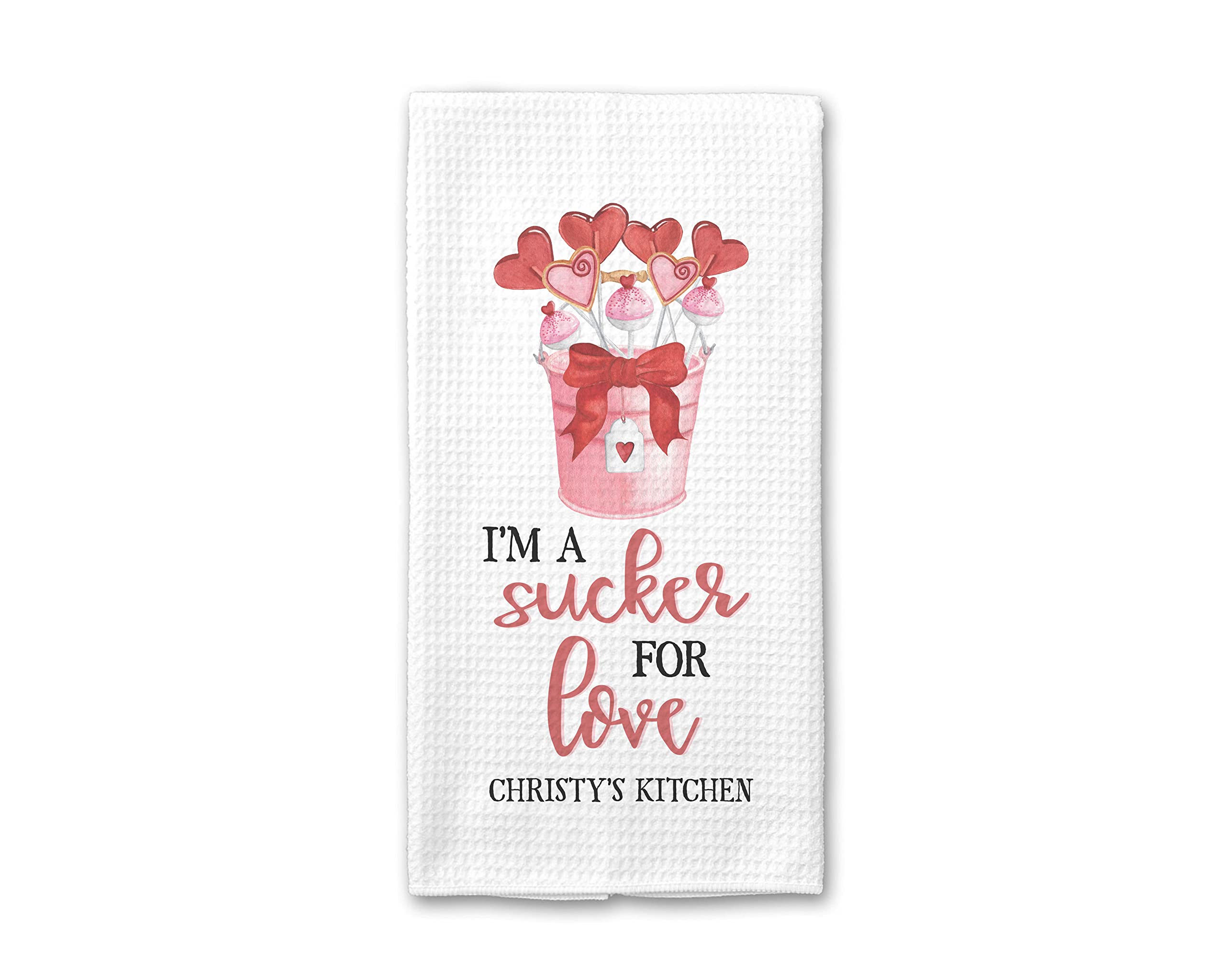 Custom Sucker For Love Valentine Dish Towel - Personalized Kitchen Towel for Valentine's Day Gifts | Cute Couples Home Decor | Perfect for Romantic Dinners, Kitchen Decor & Housewarming Gifts
