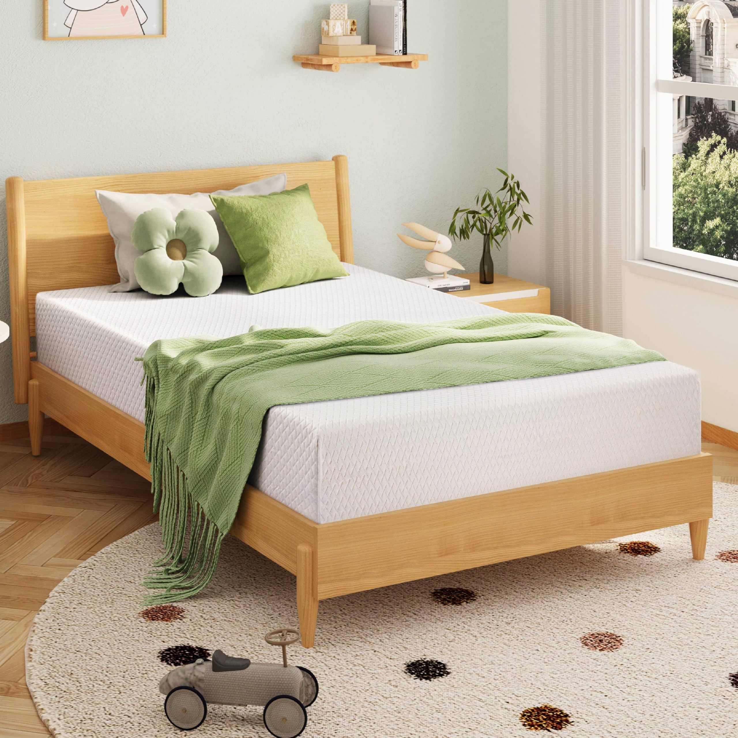 6 Inch Full Size Memory Foam Mattress for Kids - Cooling Green Tea Gel Infused, Medium Firm Support for Pressure Relief, CertiPUR-US Certified, 75