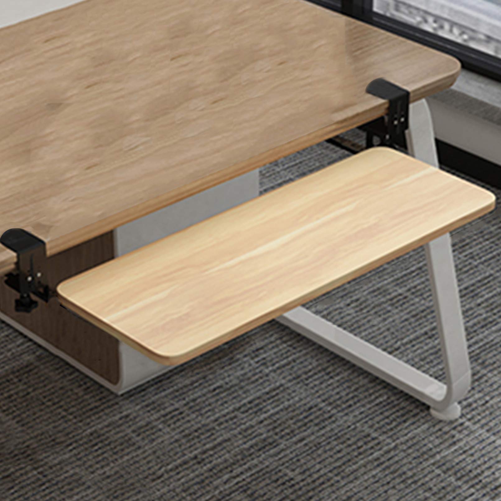 Retractable Under Desk Keyboard Tray - Slide-Out Platform & Mouse Storage Rack for Computer Workstations | Space-Saving Desk Organizer for Home Office & Gaming Setup