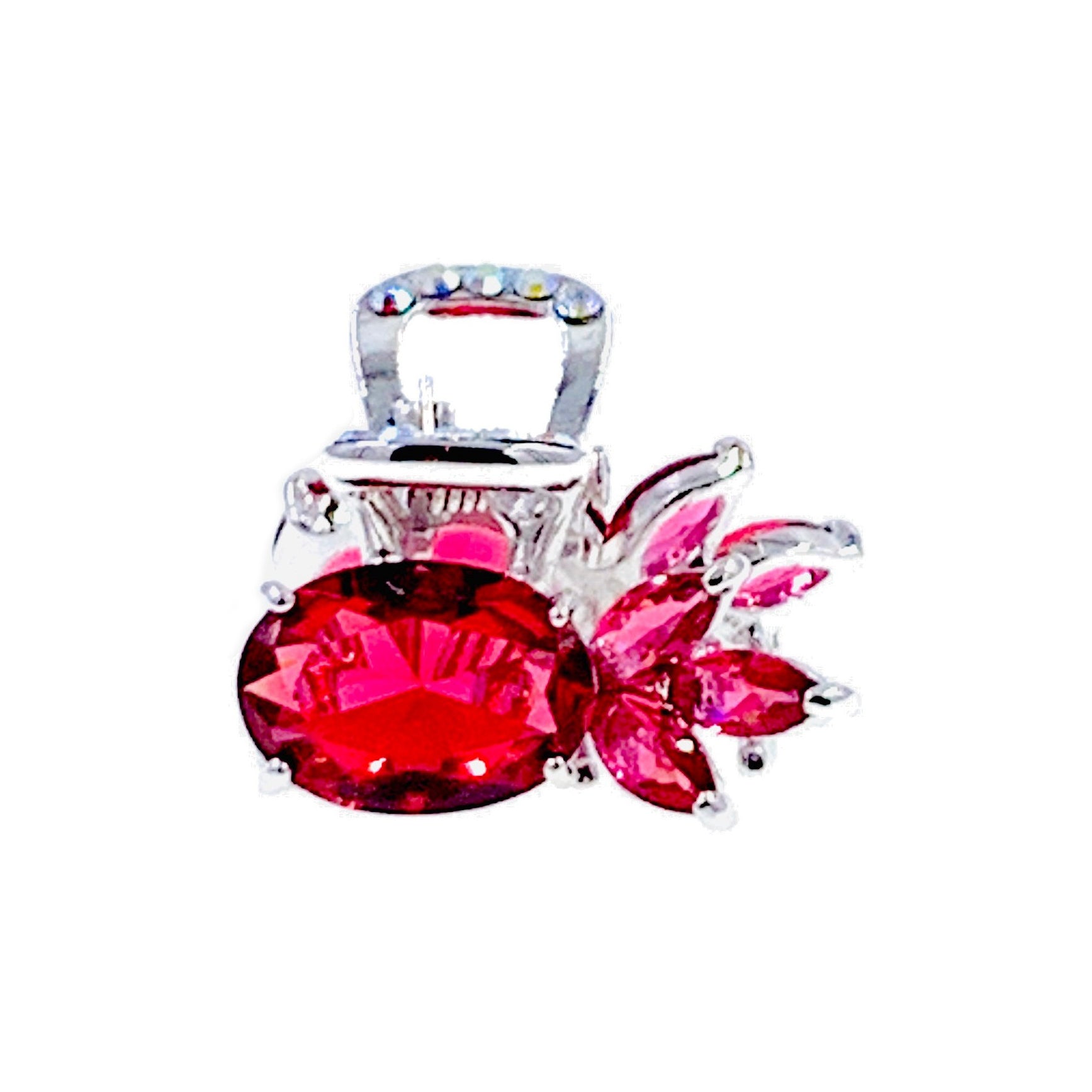 Little Pineapple Hair Claw Clip - Cubic Zirconia CZ Crystal Silver Base in Clear, Blue, Purple, Pink & Amber | Perfect for Parties, Weddings & Everyday Hairstyles
