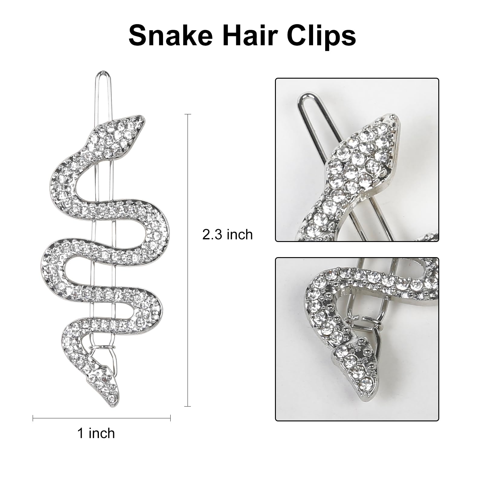 Sparkly Rhinestone Snake Hair Clips Set - 4PCS Alloy Crystal Hair Accessories for Women & Girls | Perfect for Parties, Weddings & Boho Hairstyles
