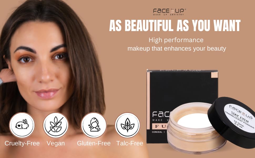 Face Up Ultra Fine Matte Loose Powder - White Tone Translucent Setting Powder for Oily Skin | Oil Control & Shine Reduction | Perfect for Everyday Makeup & Photography